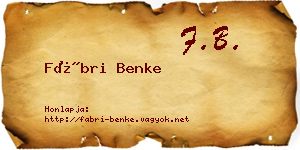 Fábri Benke névjegykártya
